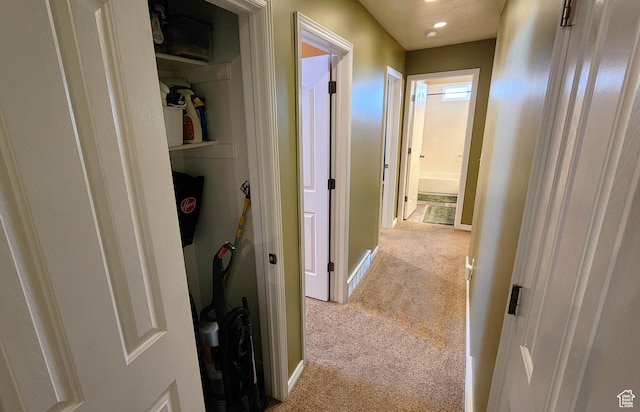 6723 W Hunter Farm Cir S, West Valley City, UT 84128 - corridor with carpet floors, baseboards, and recessed lighting