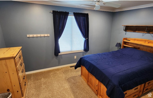 6723 W Hunter Farm Cir S, West Valley City, UT 84128 - bedroom with carpet, baseboards, ornamental molding, and a ceiling fan