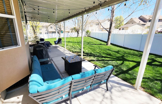 6723 W Hunter Farm Cir S, West Valley City, UT 84128 - view of patio / terrace with a residential view and an outdoor hangout area