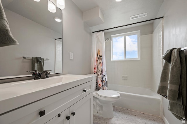 1308 Gilman Dr, Layton, UT 84040 - full bathroom with toilet, shower / bath combo with shower curtain, vanity, and visible vents