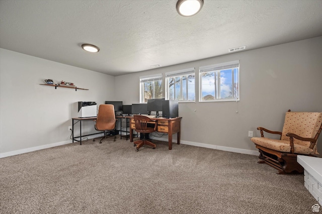 1308 Gilman Dr, Layton, UT 84040 - office area with a textured ceiling, carpet, visible vents, and baseboards