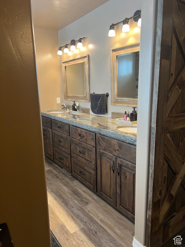 247 N 300 E, Fairview, UT 84629 - full bathroom featuring wood finished floors, double vanity, and a sink