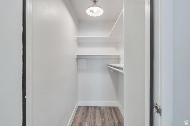 spacious closet with wood finished floors