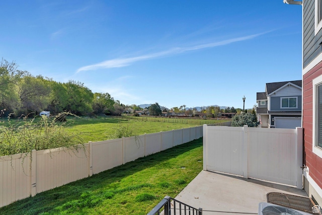 view of yard featuring a fenced backyard and a patio