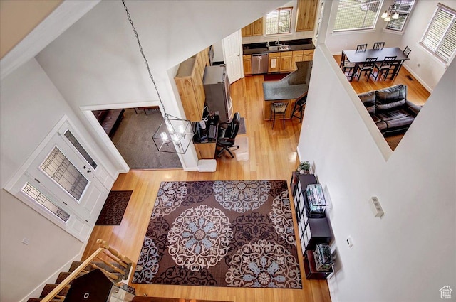 10716 N Hayes Cir, Cedar Hills, UT 84062 - living area with light wood-style floors and baseboards
