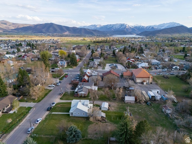 birds eye view of property featuring a residential view and a mountain view