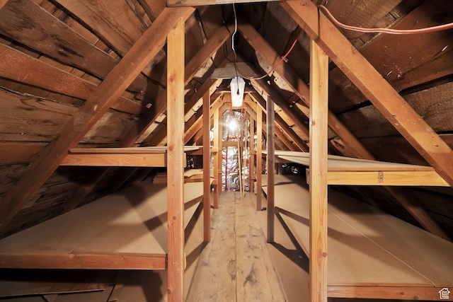 view of unfinished attic