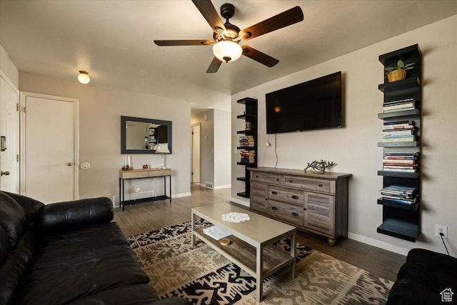 781 N 950 W, Orem, UT 84057 - living area with wood finished floors, a ceiling fan, and baseboards