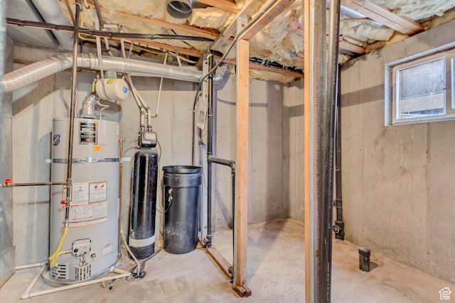 utility room with water heater