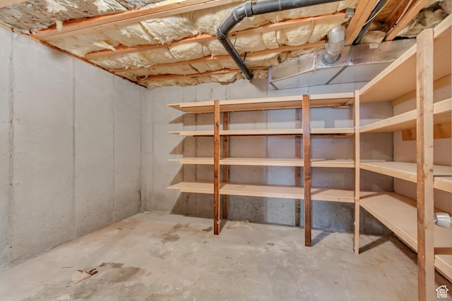 view of unfinished basement