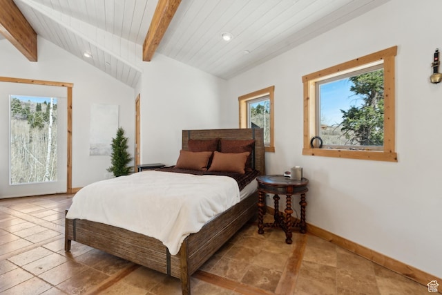 10351 N Kimball Canyon Rd Unit 14, Park City, UT 84098 - bedroom with baseboards, vaulted ceiling with beams, and recessed lighting