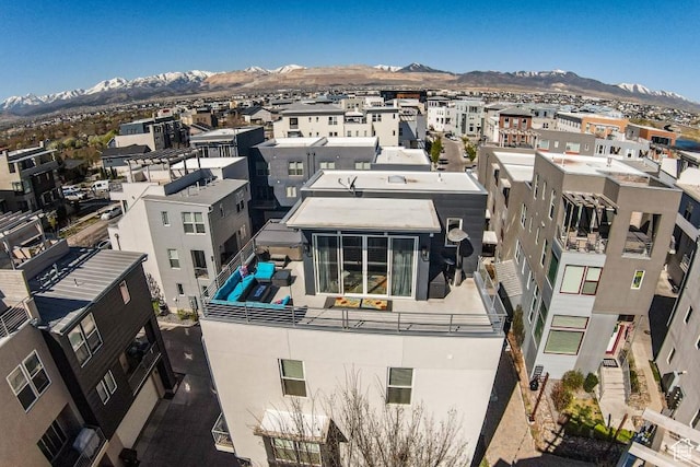 aerial view with a mountain view