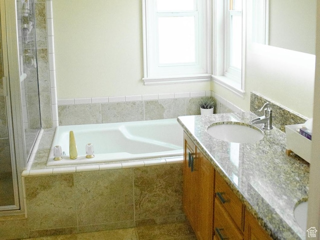 1849 E Gracey Ln S, Sandy, UT 84092 - bathroom with a garden tub, vanity, and a shower stall