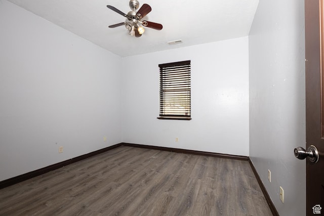 5095 N Ridgeview Cir, Enoch, UT 84721 - unfurnished room with ceiling fan, baseboards, wood finished floors, and visible vents