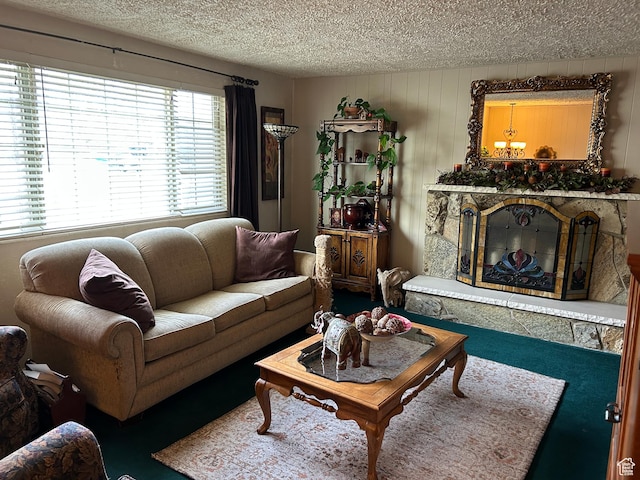 3748 W 5140 S, Taylorsville, UT 84129 - carpeted living room featuring a textured ceiling