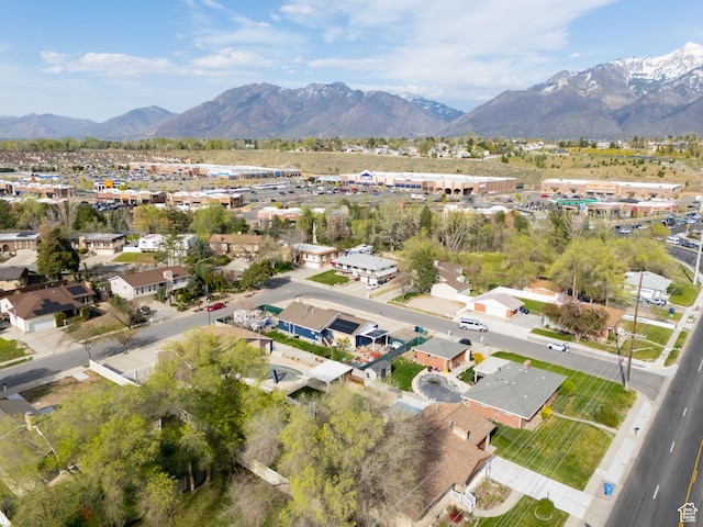 bird's eye view with a residential view and a mountain view