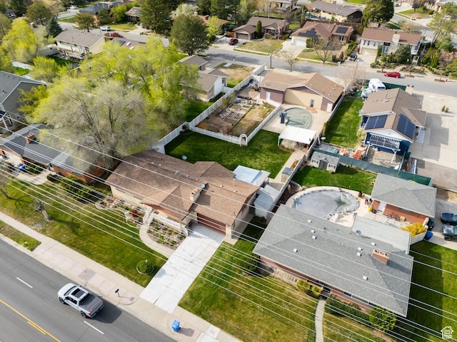 bird's eye view with a residential view