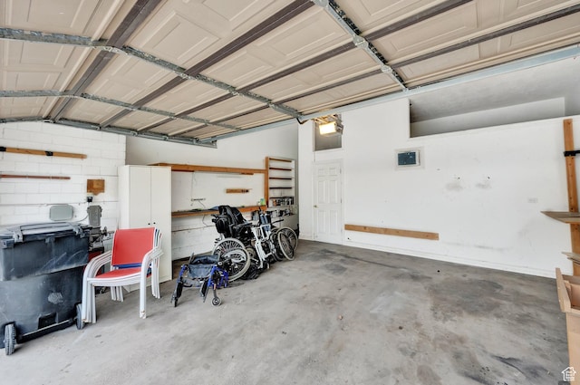 garage with a garage door opener