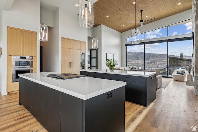 11431 N Ursa Cir Unit 56, Heber City, UT 84032 - kitchen featuring a spacious island, high vaulted ceiling, and modern cabinets