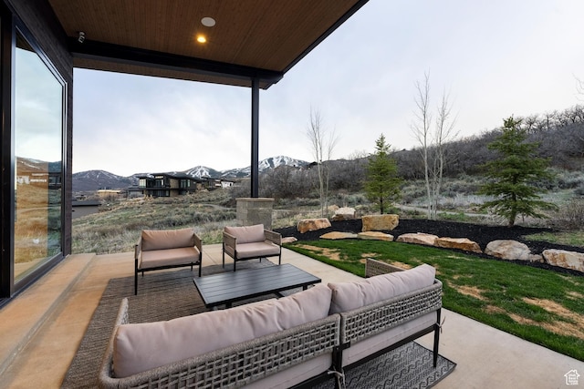 11431 N Ursa Cir Unit 56, Heber City, UT 84032 - view of patio / terrace featuring an outdoor hangout area and a mountain view
