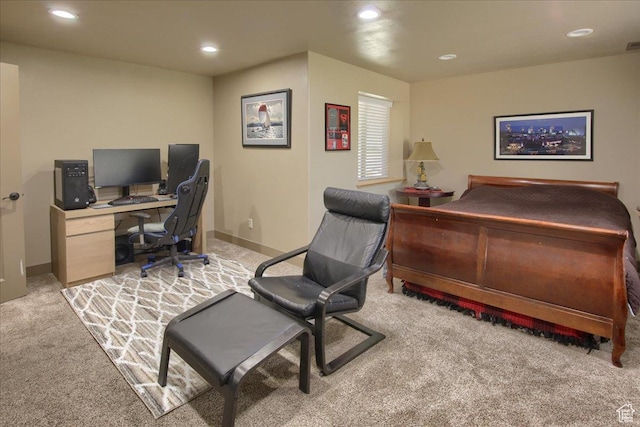 2630 E Riley Dr N, Eagle Mountain, UT 84005 - office with light colored carpet, baseboards, and recessed lighting
