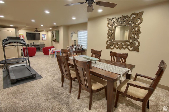 2630 E Riley Dr N, Eagle Mountain, UT 84005 - dining space with recessed lighting, carpet floors, and ceiling fan