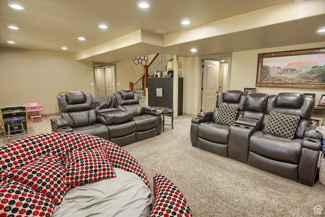 2630 E Riley Dr N, Eagle Mountain, UT 84005 - carpeted home theater featuring recessed lighting