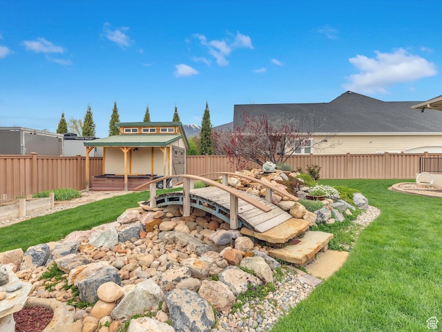 1055 N 1000 E, Mapleton, UT 84664 - view of yard featuring an outdoor structure and a fenced backyard