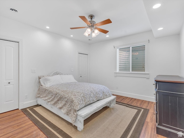 1055 N 1000 E, Mapleton, UT 84664 - bedroom with a ceiling fan, baseboards, recessed lighting, and light wood-style floors