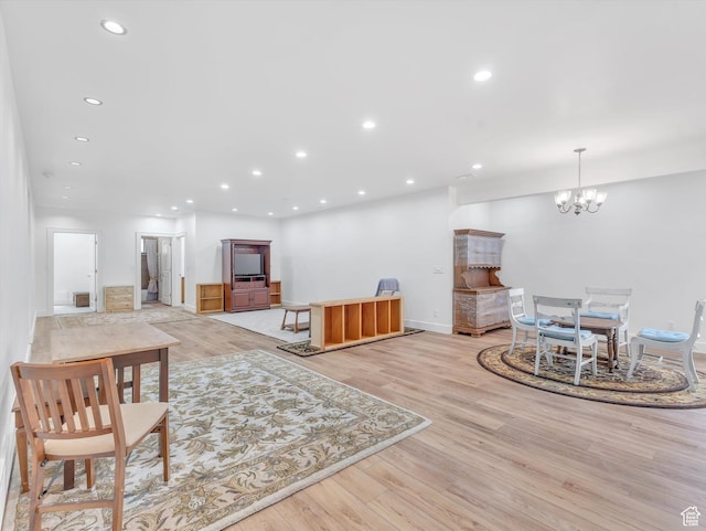 1055 N 1000 E, Mapleton, UT 84664 - living area featuring a notable chandelier, light wood-style floors, and recessed lighting