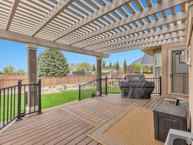 1055 N 1000 E, Mapleton, UT 84664 - wooden terrace with a fenced backyard, a pergola, and a yard