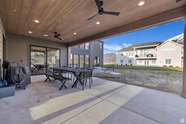 565 W Autumn Blaze, Woodland Hills, UT 84653 - view of patio featuring area for grilling, outdoor dining area, and ceiling fan