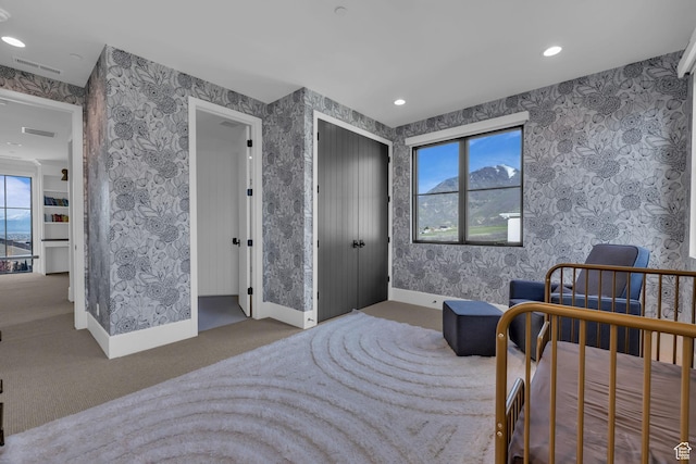 565 W Autumn Blaze, Woodland Hills, UT 84653 - bedroom with wallpapered walls, visible vents, carpet flooring, and baseboards
