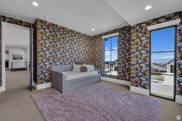 565 W Autumn Blaze, Woodland Hills, UT 84653 - living area with wallpapered walls, carpet, and a healthy amount of sunlight