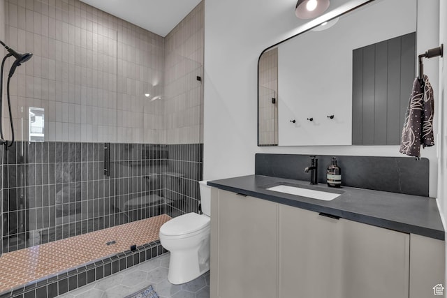 565 W Autumn Blaze, Woodland Hills, UT 84653 - bathroom with tile patterned flooring, vanity, toilet, and a stall shower