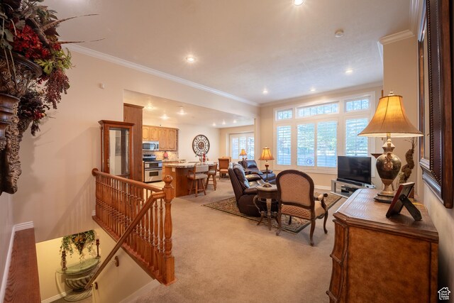11855 S Cottage Side Way E, Draper, UT 84020 - office featuring light carpet, recessed lighting, and crown molding