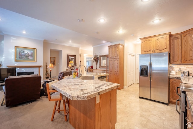 11855 S Cottage Side Way E, Draper, UT 84020 - kitchen with stainless steel appliances, backsplash, a sink, and recessed lighting