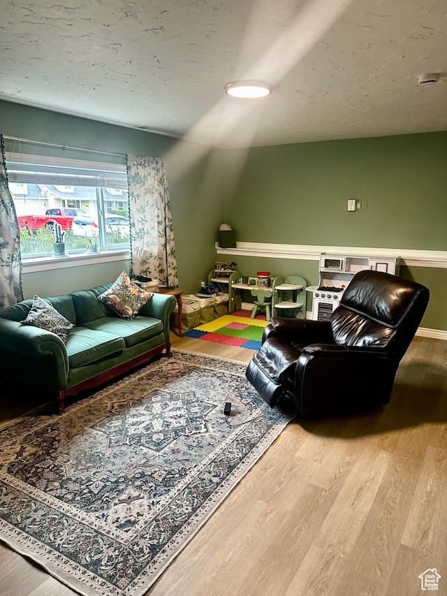 living area with wood finished floors