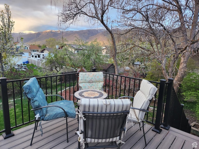 deck with a mountain view