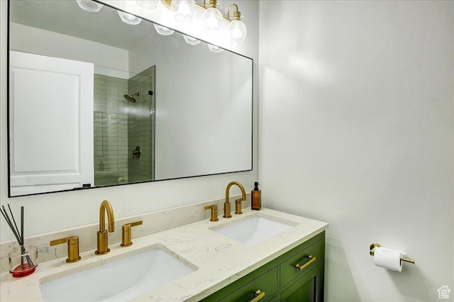 857 E Park School Rd, Draper, UT 84020 - full bathroom featuring a sink, double vanity, and tiled shower