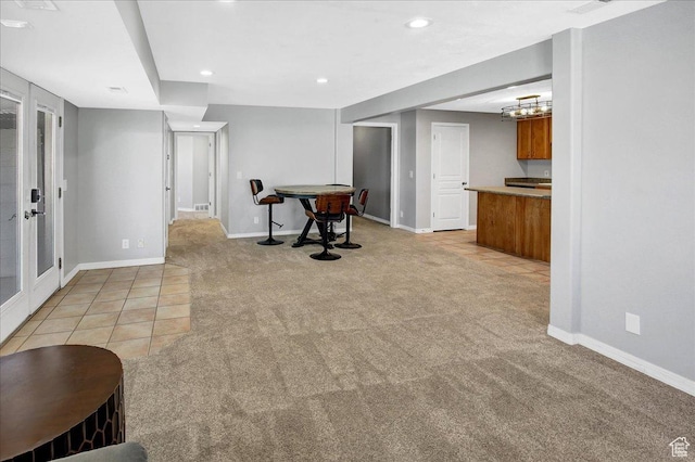857 E Park School Rd, Draper, UT 84020 - interior space with baseboards, light carpet, and recessed lighting