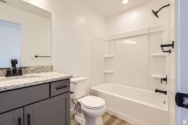 251 E Montgomery Ln, North Ogden, UT 84414 - full bath featuring wood finished floors, vanity,  shower combination, toilet, and recessed lighting