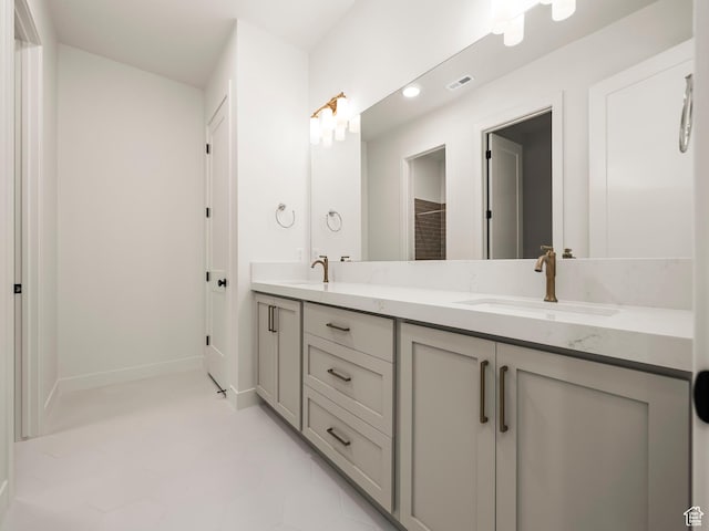 1554 S 920 E, Salem, UT 84653 - bathroom featuring visible vents, a sink, recessed lighting, and double vanity