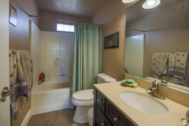 2201 S San Carlos Ct, Bloomington, UT 84790 - bathroom featuring toilet, vanity, and shower / tub combo with curtain