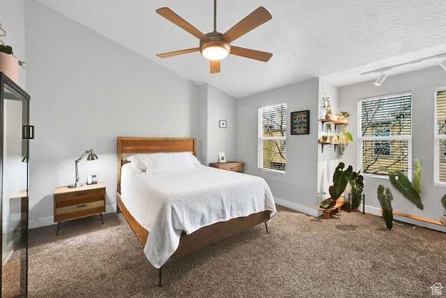 3708 S Luchars Ln W, Salt Lake City, UT 84115 - carpeted bedroom with vaulted ceiling, a ceiling fan, multiple windows, and baseboards