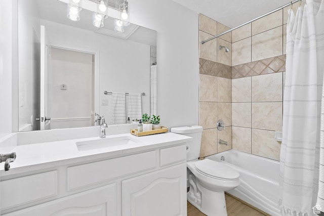 1354 S Star Cir W, Saratoga Springs, UT 84045 - bathroom with wood finished floors, shower / bath combo with shower curtain, toilet, and vanity