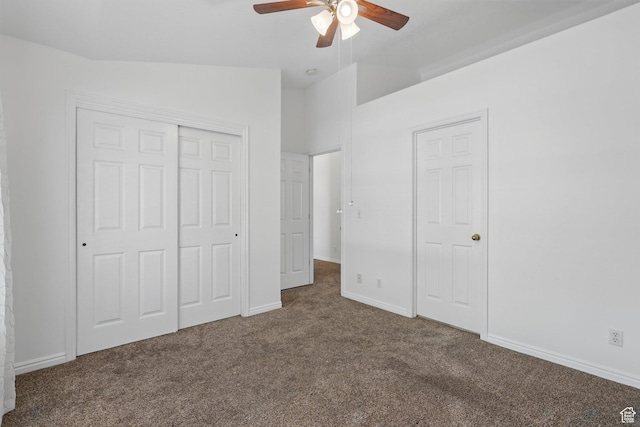 314 E 1000 N, Spanish Fork, UT 84660 - unfurnished bedroom with ceiling fan, baseboards, carpet flooring, and a closet