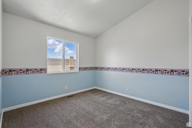 314 E 1000 N, Spanish Fork, UT 84660 - carpeted spare room with baseboards, vaulted ceiling, and visible vents