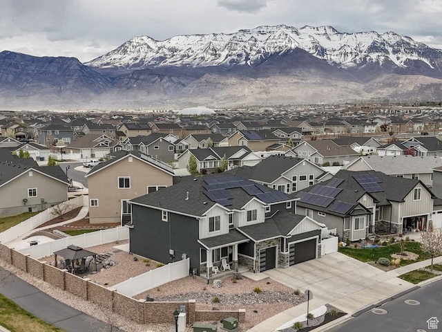 view of mountain feature with a residential view