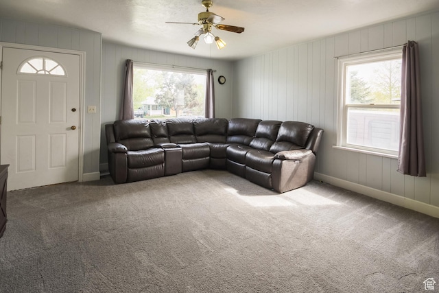 418 E 100 N, Vernal, UT 84078 - carpeted living area with a ceiling fan and baseboards